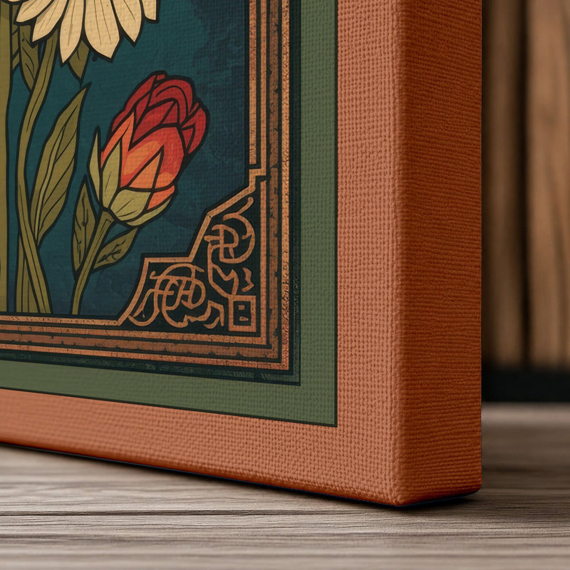 Study with Border Botanical - Wrapped Canvas, 36x24 - 91.4 x 61.0 cm, Terracotta Border