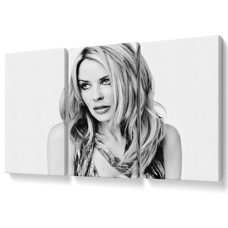 Kylie Minogue Look B N W - 3 Piece Wrapped Canvas Print