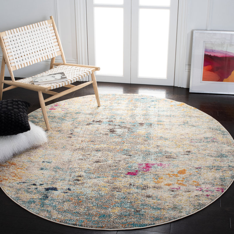 Riccio Beige/Gray Area Rug, Round 6'7"