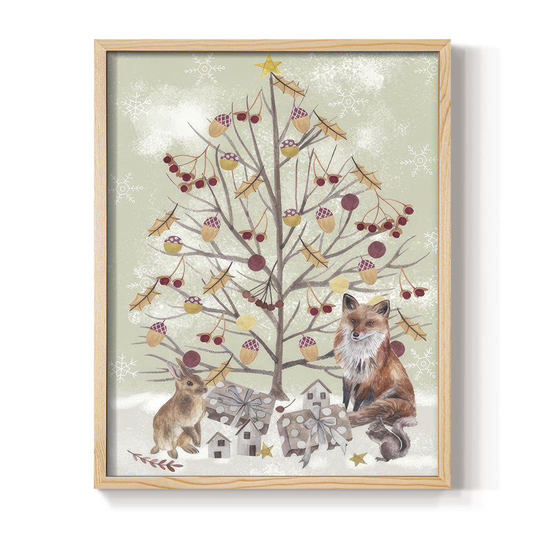 Collection Christmas Time, reproduction encadrée B - bois massif, H 11 po x l 9 po, Naturel