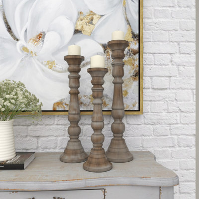 Ensemble de chandelles de table en bois 3 pièces Colville