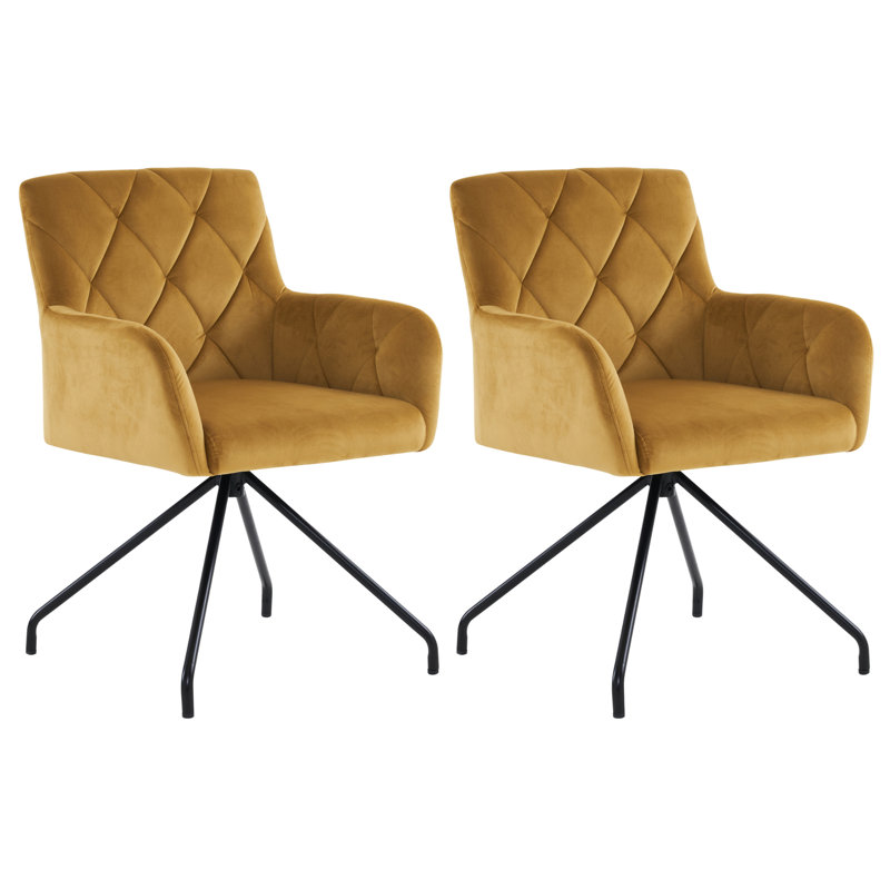 Cherfrere 47.5cm H Tufted Polyester Blend Upholstered Metal Armchair, Yellow