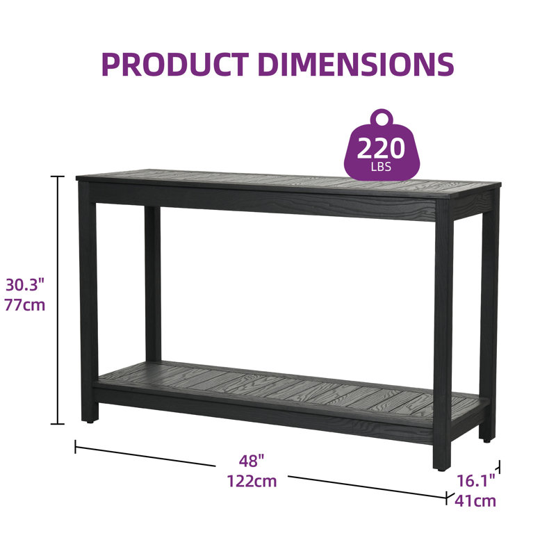 Buffet d'extérieur l 38,3 po Charia, Noir, H 30,3 po x l 48 po x P 16,1 po