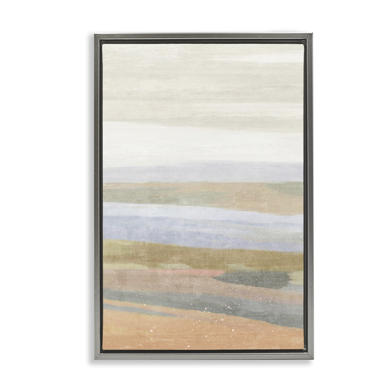 «Beach Dunes Abstraction» par Suzanne Nicoll, Cadre flottant gris lustré, H 25 po x l 17 po x P 1,7 po