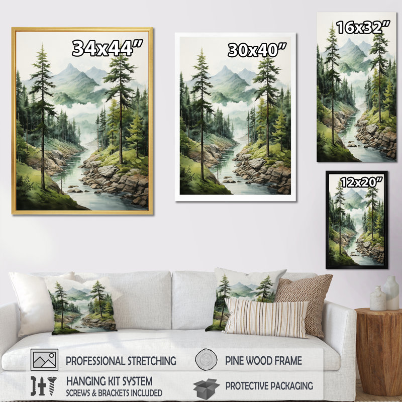Pin vert, éternels gardiens I - pin, art encadré, H 20 po x l 12 po x P 1 po, Toile tendue