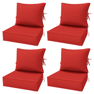 6.5″ Outdoor Replacement Cushion Set, Deep Seating Seat / Back Cushion Set, 24″W X 24″ D, Set Of 4