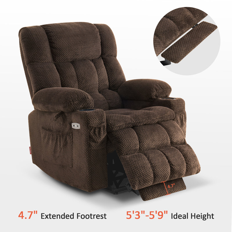Dual Motor Power Recliner Lift Chair with Massage and Heat, Infinite Position, Fabric Upholstered, Coffee 100% Polyester