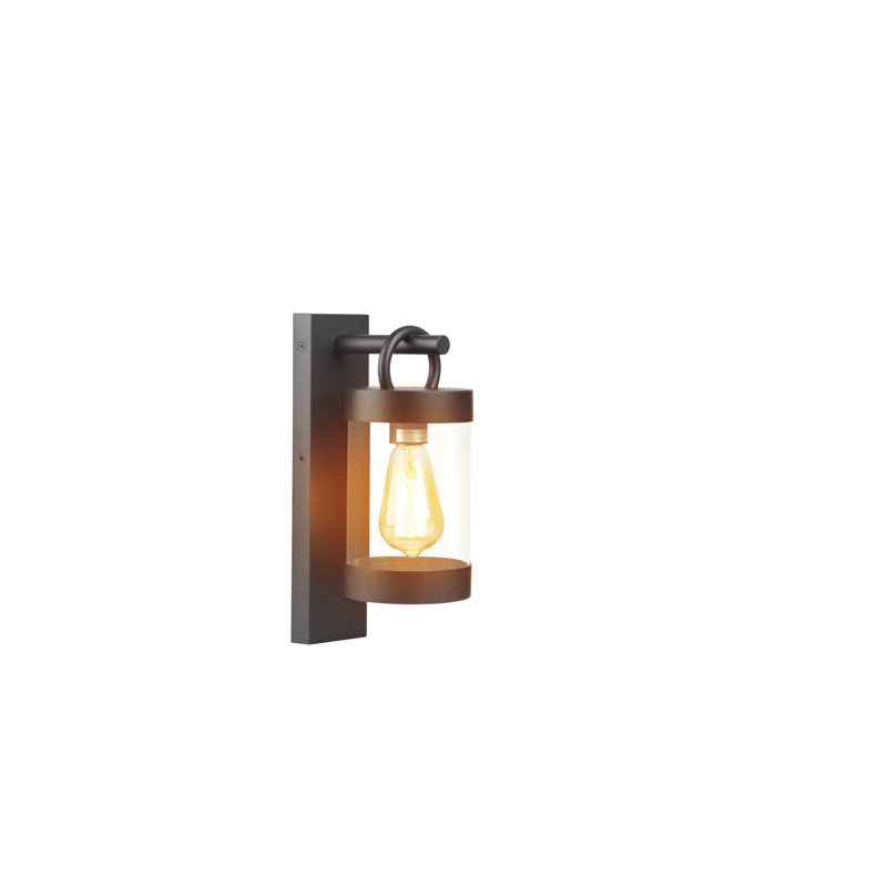 Emari Wall Light Outdoor Lantern with Dusk to Dawn Sensor E26 Bulb (Not Include) Wall Mount Hang Lamp, Black