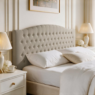 Button-Tufted Upholstered Headboard with Wall-Mount Option