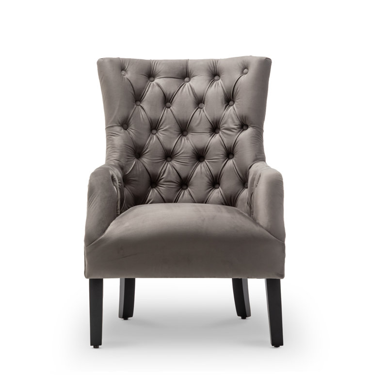 Dority Upholstered Wingback Chair, Light Grey