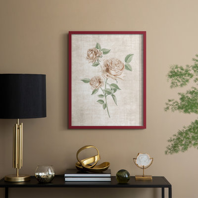 Blushing Rose Botanical I Framed Print - Solid Wood