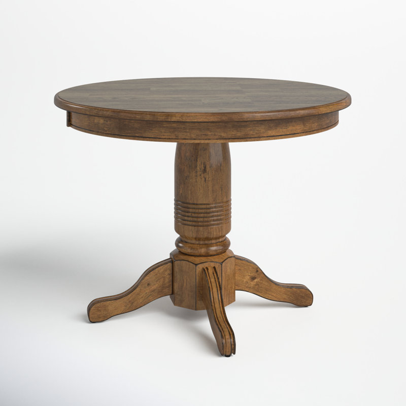 Kewaunee Round Solid Wood Dining Table, Rustic Brown