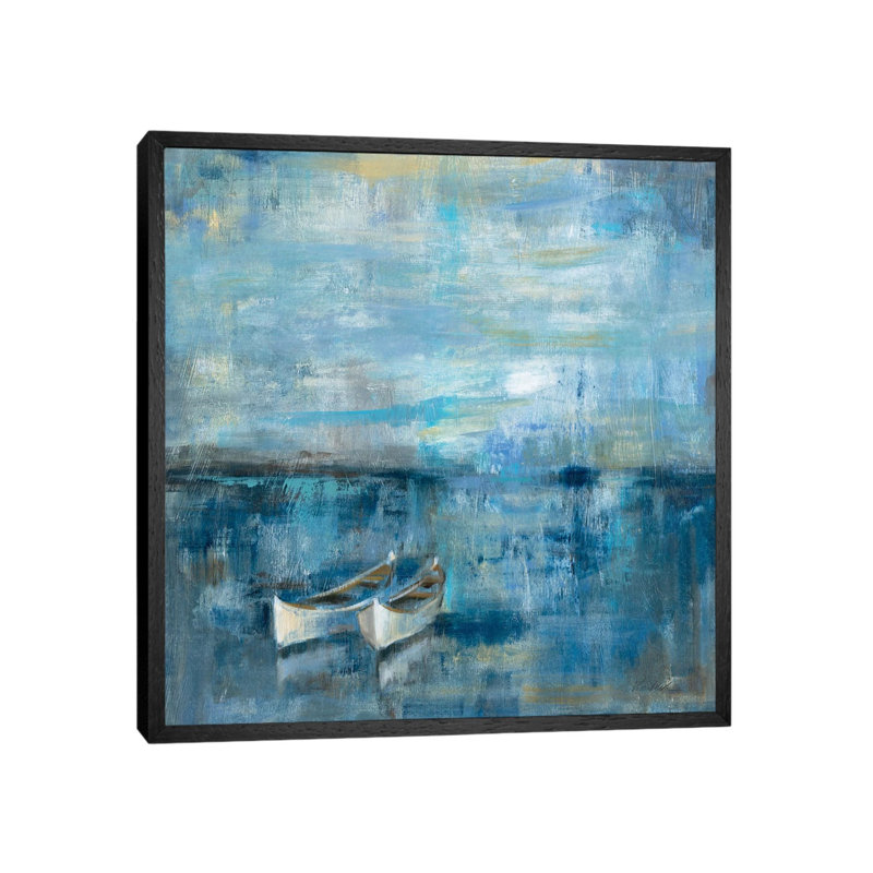 Two Boats by Silvia Vassileva - Gallery-Wrapped Canvas Giclée on Canvas, Black Floater Framed, 45.72 cm H x 45.72 cm W