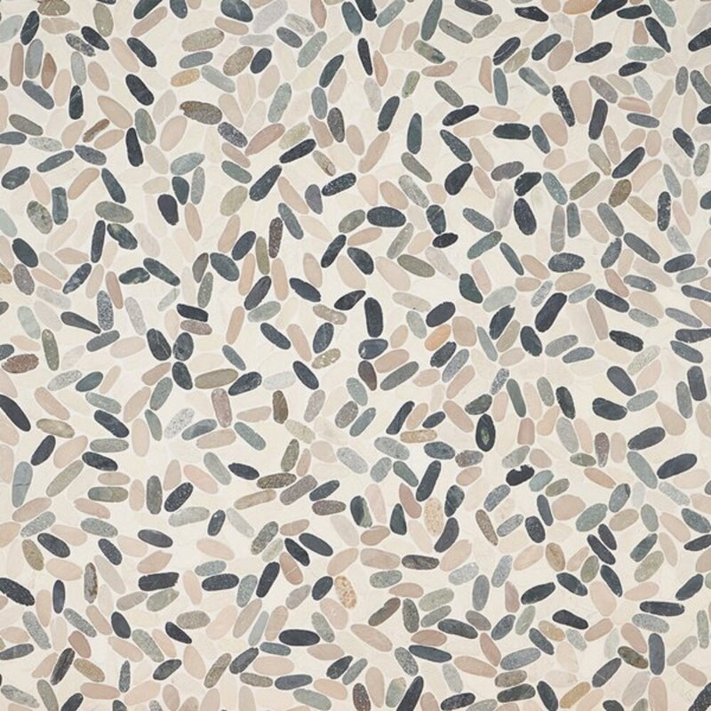 Nature Oval Raja Blend Pebble Mosaic Tile, Multicolored