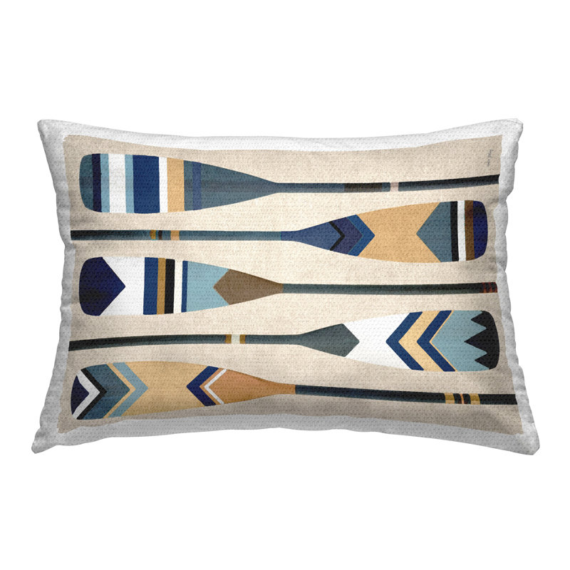 Coussin d'extérieur imprimé géométrique Oars Amber Sterling