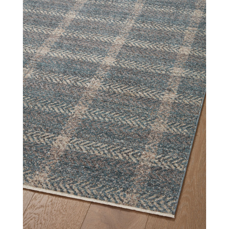 Angela Rose Blue and Beige Wool Synthetic Area Rug 7'-10" x 10'