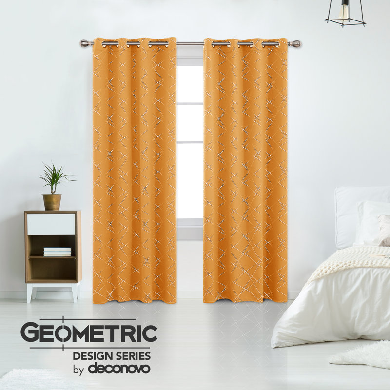 Room Darkening Curtain Pair, 52" W x 95" L, Orange Flame