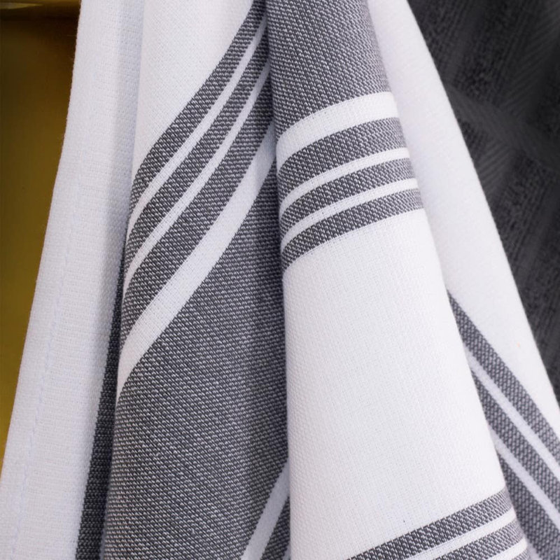 All-Clad Dual Striped Tea Towel, Pewter