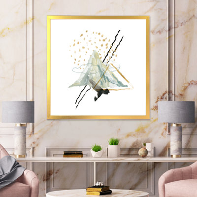 «Gouache of Abstract Landscape with Mountain Sky», peinture sur toile encadrée