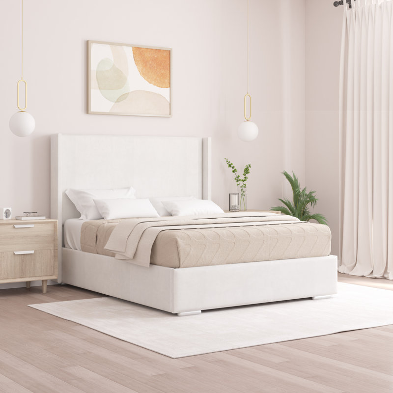 Chelby Upholstered Bed, Kingsize (5'), White