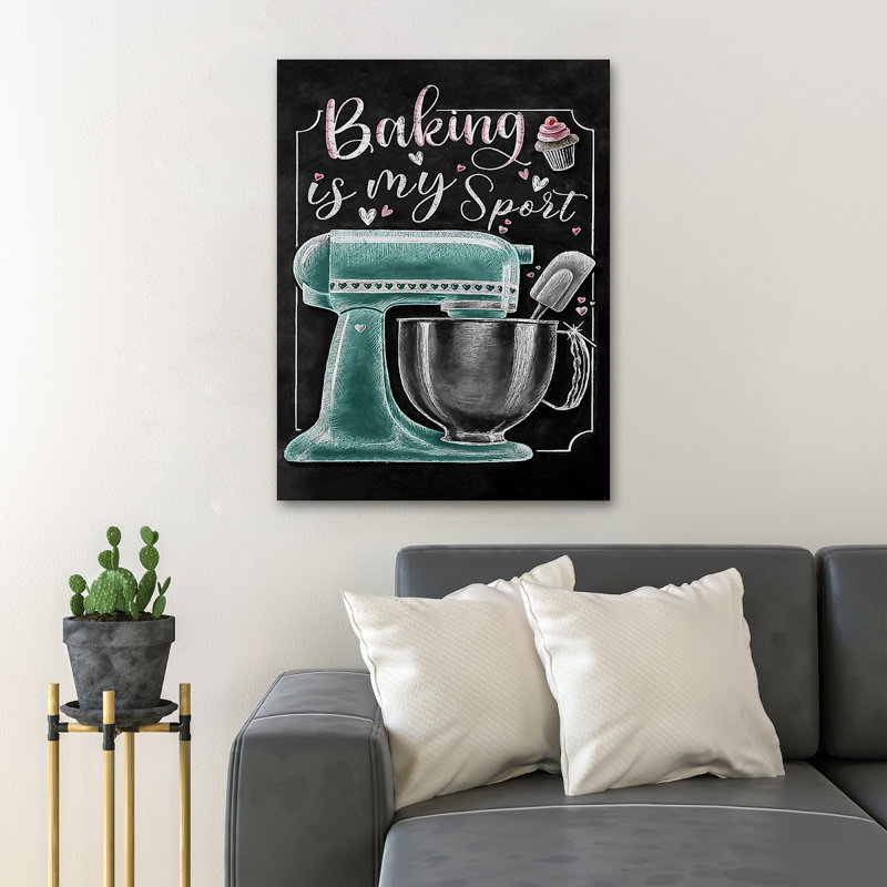 Baking Machine on Black Background - Wrapped Canvas Graphic Art, 14" H x 11" W x 2" D
