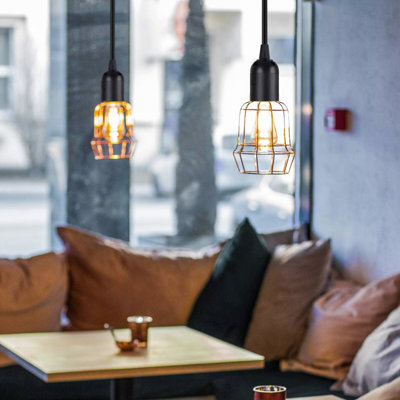 Simple Deluxe 4 Pack 15 Feet Extension Hanging Lantern Pendant Light Cord with E26 Socket, Featuring an On/Off Switch (Bulb Not Included), Black