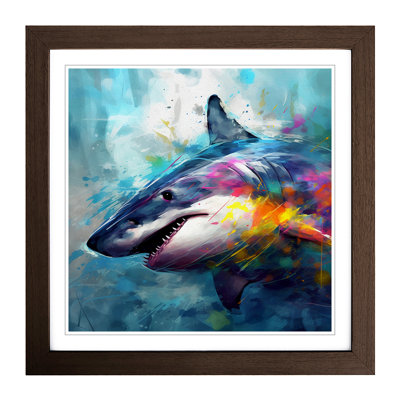 Shark Abstract - Single Picture Frame Print on Wood