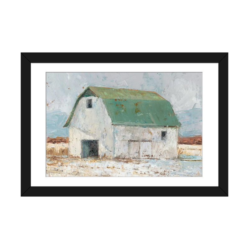 « grange ii », reproduction sur toile, H 16 po x l 24 po x P 1 po, Papier d'art encadré noir, Blanc