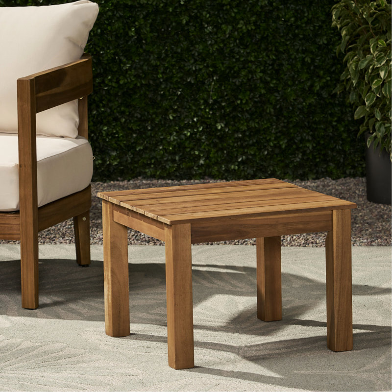 Table d'appoint en bois, style minimaliste, l 19,84 po x P 15 po, brun, table à assembler avec plateau à lattes, aspect l 19,84 po x P 19,84 po