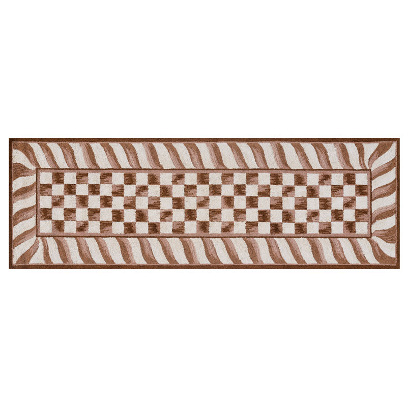 Mocha Check Rug, Runner 2'6" x 8'