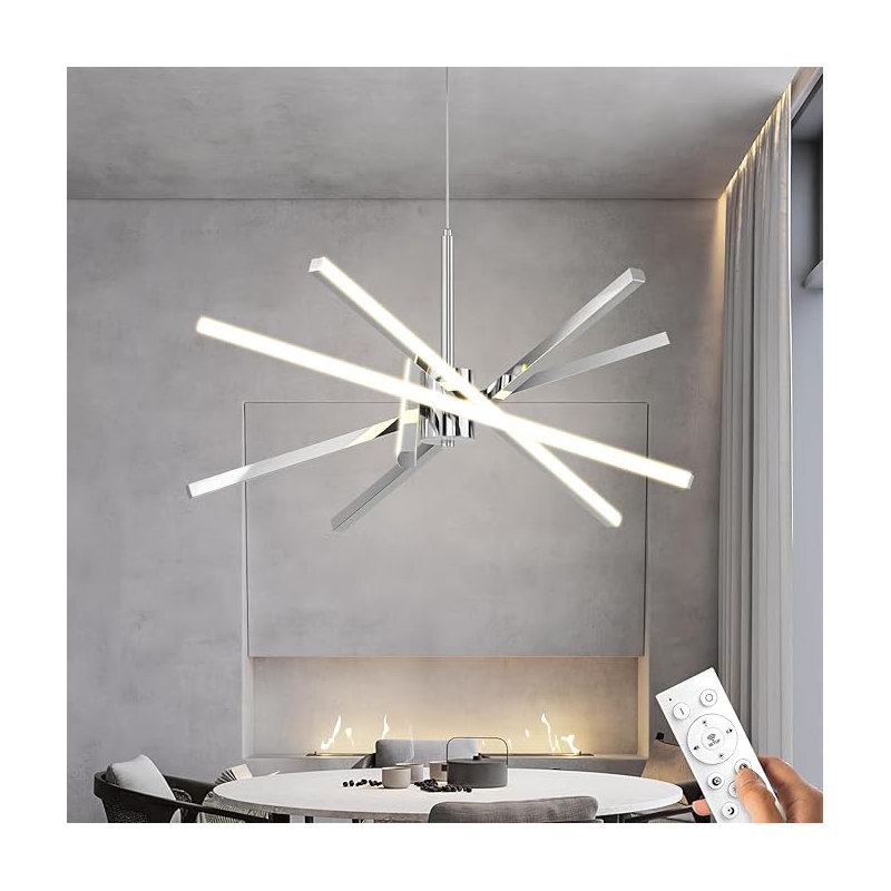 Modern 31.5" Sputnik LED Chandelier 82W Dimmable Pendant Light with Remote Control for Dining Room, Living Room, Kitchen, and Bedroom Ceiling Fixture