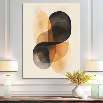 Toile à courbe minimaliste, art mural abstrait brun, Kauhane