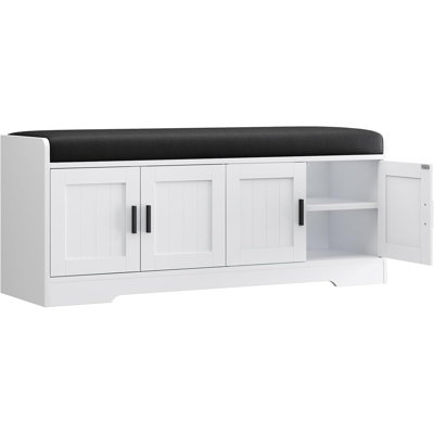 45'' Storage Bench with 2-Tier & Padded Cushion, Entryway Shoe Bench
