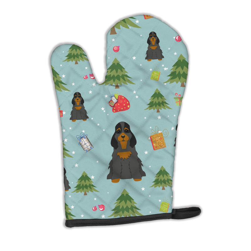 The Holiday Aisle® Silloth Polyester Oven Mitt, Black/Tan