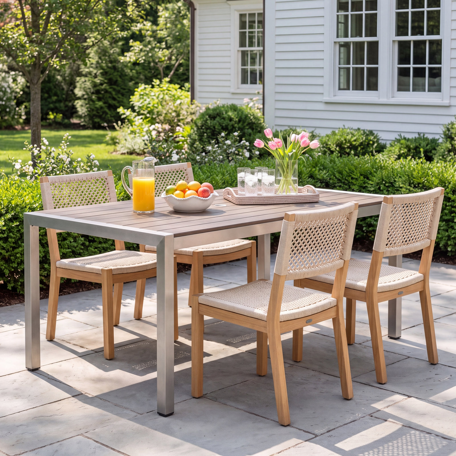 Devan 71 " Patio Dining Table, Silver, Gray