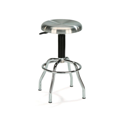 Tabouret transitionnel en acier inoxydable - hauteur réglable, protection du sol, argent pour cuisine et garage