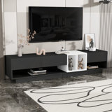 Sleek And Stylish TV Stand With Perfect Storage Solution, Two-Tone Media Console For Tvs Up To 80", Functional TV Cabinet With Versatile Compartment For Living Room