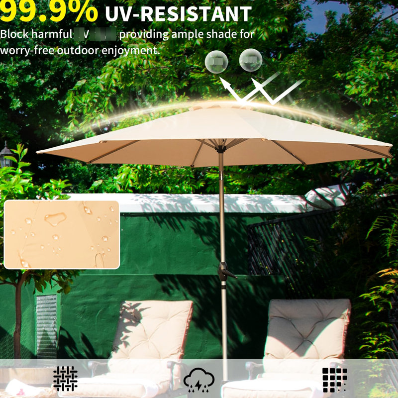 10Ft Deck Umbrella - Ribs Beige Sun