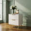 Ensemble de 2 tables de chevet avec armoire murale luxueuse et légère: 2 tiroirs, rail de support inférieur, pieds et poignées dorés, estampé en 3D, pour chambre à coucher / salon / bureau