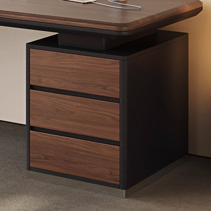 Bureau italien en noyer italien minimaliste, H 29,9 po x l 55,1 po x P 27,6 po