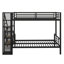 Lit superposé en métal avec escalier de rangement simple au-dessus de lits doubles et garde-robe ouverte-1228515554