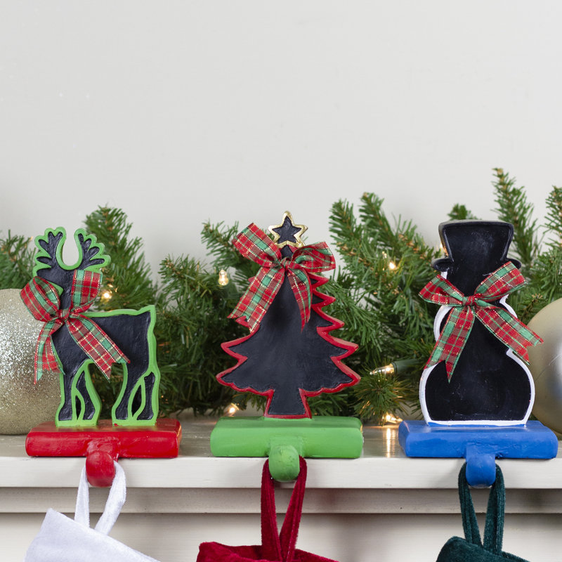Festive Chalkboard Reindeer, Tree, and Snowman Stocking Holders Set