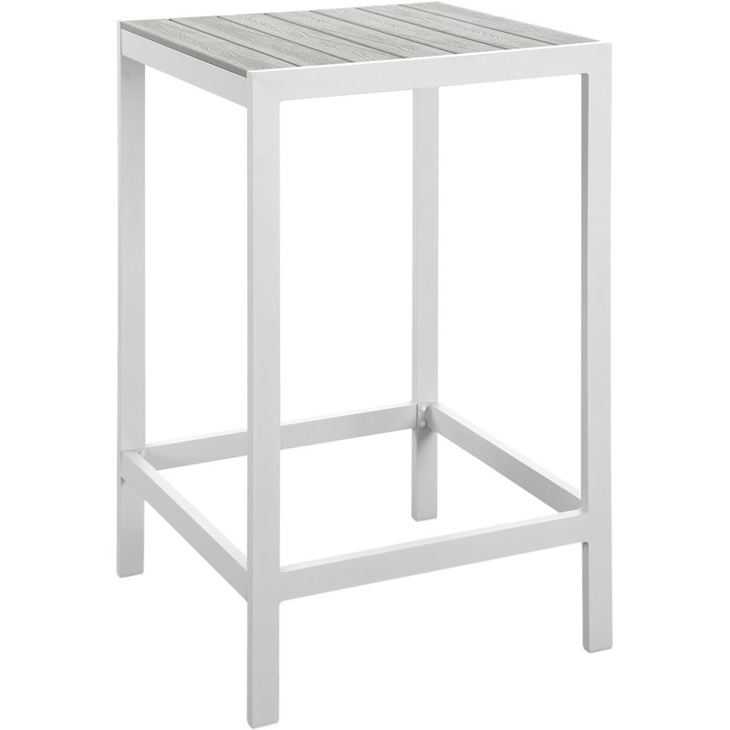 Maine White and Light Gray Aluminum Outdoor Bar Table
