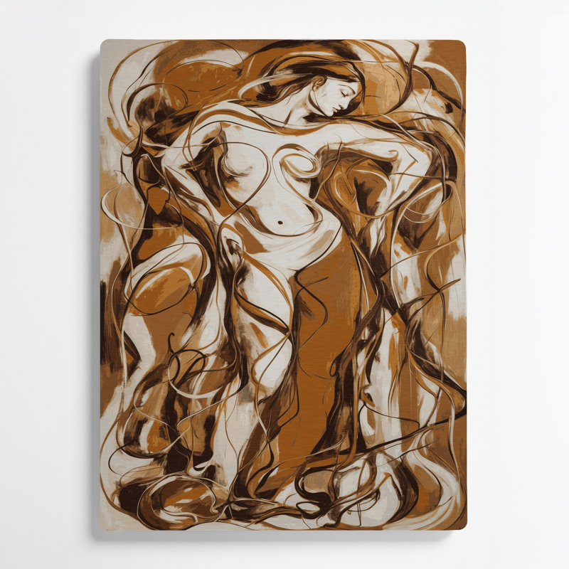 Art mural abstrait en métal brun figuratif 16, H 8 po x l 10 po