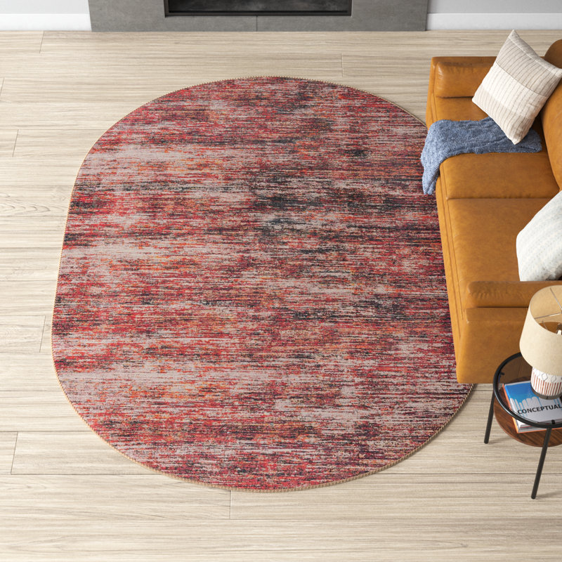 Tapis rouge / gris Montalto, Ovale 7 pi 6 po x 10 pi 6 po