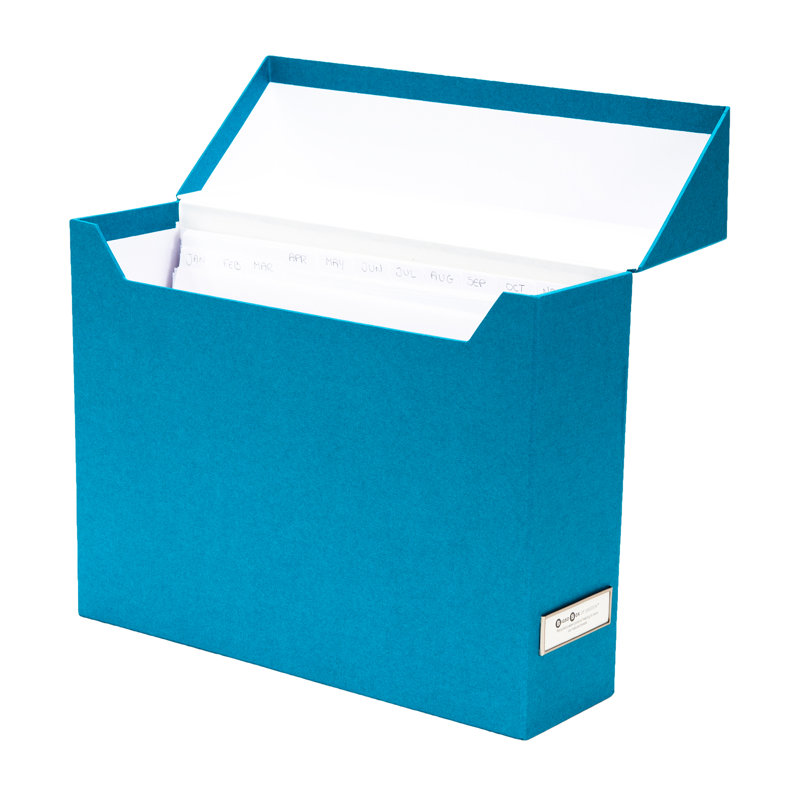 Bigso Lovisa Fiberboard Label Frame 12 File Storage Box, Dark Turquoise