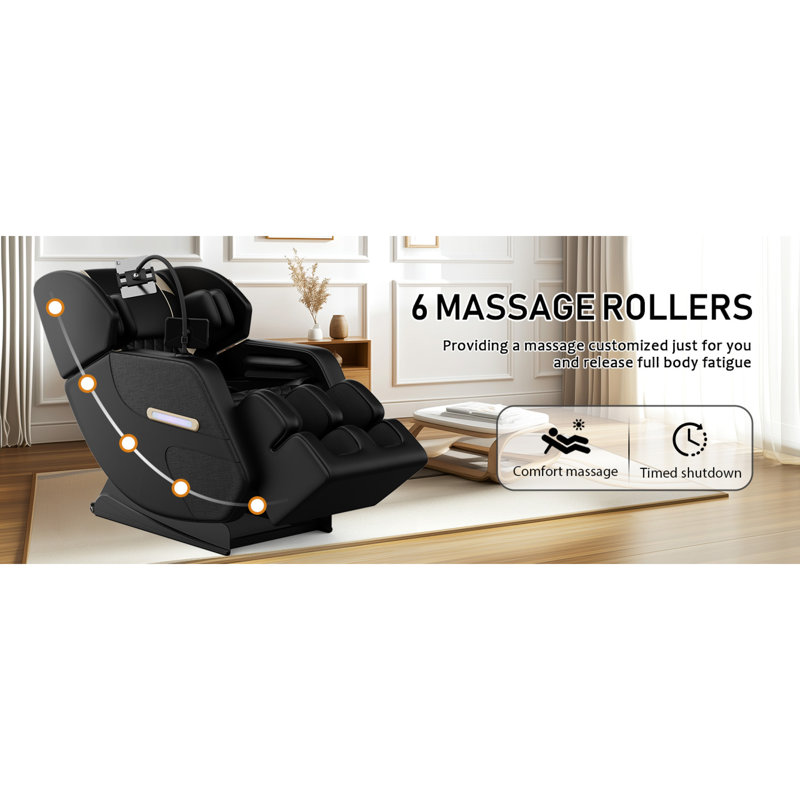 Fauteuil de massage inclinable avec pression d'air corporelle sans gravité, Noir