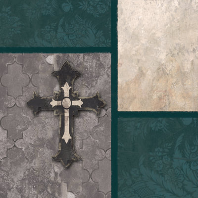 Faded Teal Cross - Wrapped Canvas Print