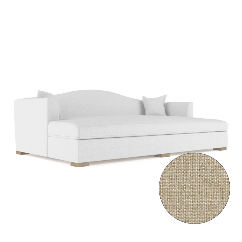 Horatio Camelback Taper Curved-Arm Daybed, Vintage Leather Pumice, Weathered