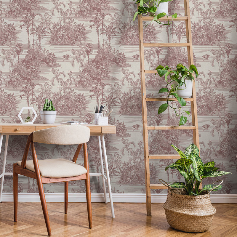 Papier peint adhésif Tropic Toile, Rouge brique